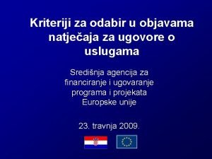 Kriteriji za odabir u objavama natjeaja za ugovore