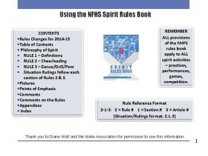 National federation spirit rules book
