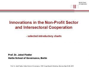 Innovations in the NonProfit Sector and Intersectoral Cooperation