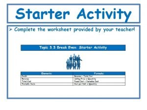 Starter activity