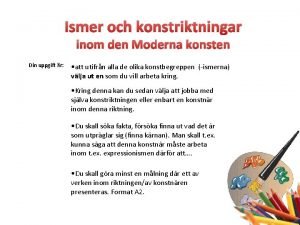 Ismer och konstriktningar inom den Moderna konsten Din