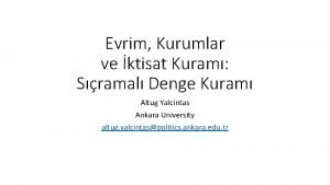 Evrim Kurumlar ve ktisat Kuram Sramal Denge Kuram