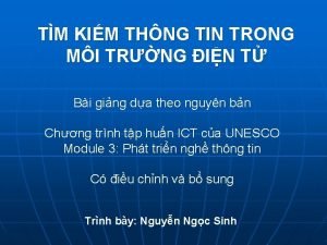 TM KIM THNG TIN TRONG MI TRNG IN