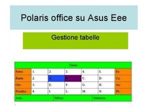 Polaris office su Asus Eee Gestione tabelle 4