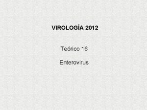 VIROLOGA 2012 Terico 16 Enterovirus Relaciones filogenticas entre