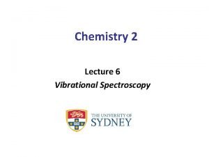 Chemistry 2 Lecture 6 Vibrational Spectroscopy Learning outcomes