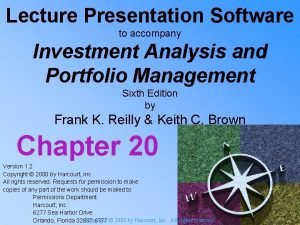 Lecture Presentation Software to accompany Investment Analysis and