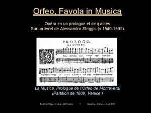 Orfeo Favola in Musica Opra en un prologue