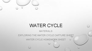 Exploring the water cycle capture sheet
