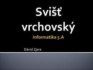 Svi vrchovsk Dvid Zjara Vskyt a stav na