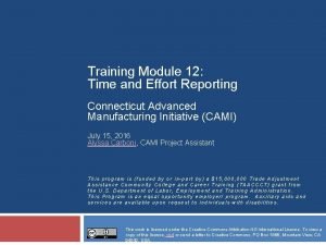 Training Module 12 Time and Effort Reporting Connecticut