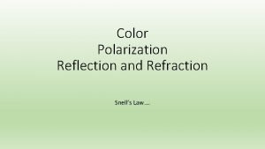 Color Polarization Reflection and Refraction Snells Law Fundamentals