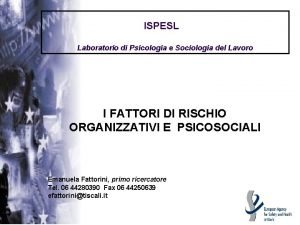ISPESL Laboratorio di Psicologia e Sociologia del Lavoro