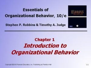 Essentials of Organizational Behavior 10e Stephen P Robbins