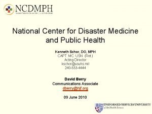 National center for disaster medicine and public health