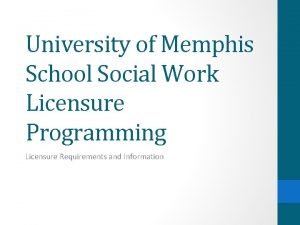 University of Memphis School Social Work Licensure Programming