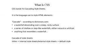 What is css stands for