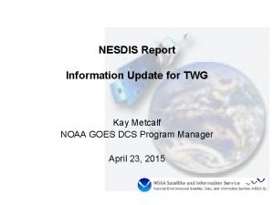 NESDIS Report Information Update for TWG Kay Metcalf