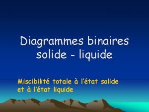 Diagrammes binaires solide liquide Miscibilit totale ltat solide