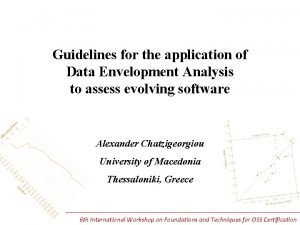 Guidelines for the application of Data Envelopment Analysis