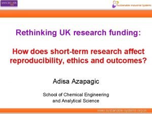 Rethinking UK research funding How does shortterm research