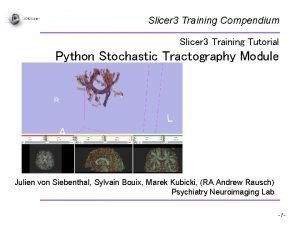 Slicer 3 Training Compendium Slicer 3 Training Tutorial