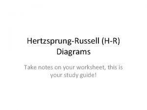 HertzsprungRussell HR Diagrams Take notes on your worksheet