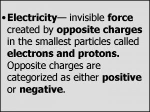 Electricity invisible force created by opposite charges in