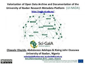 Valorization of Open Data Archive and Documentation of