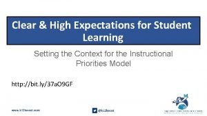 Clear High Expectations for Student Learning Setting the