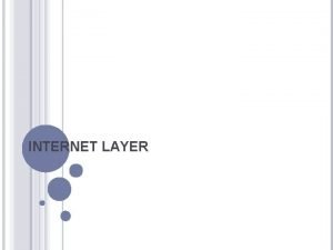 INTERNET LAYER PENGANTAR Internet Layer dalam TCPIP Layer