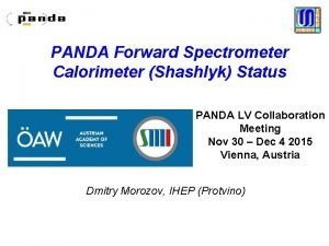 PANDA Forward Spectrometer Calorimeter Shashlyk Status PANDA LV