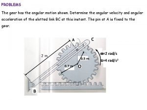 PROBLEMS The gear has the angular motion shown