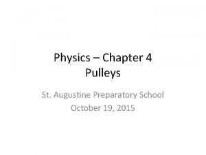 Physics Chapter 4 Pulleys St Augustine Preparatory School