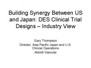 Building Synergy Between US and Japan DES Clinical