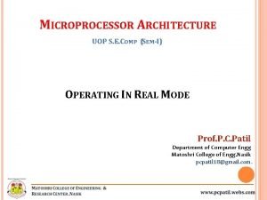 MICROPROCESSOR ARCHITECTURE UOP S E COMP SEMI OPERATING