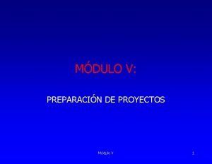 MDULO V PREPARACIN DE PROYECTOS Mdulo V 1