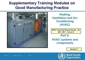 Supplementary Training Modules on Good Manufacturing Practice Heating