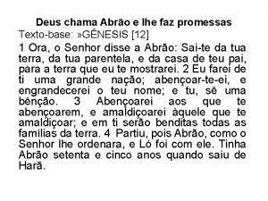 Deus chama abrão e lhe faz promessas