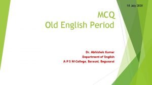 Mcq on middle english period