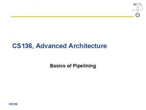 CS 136 Advanced Architecture Basics of Pipelining CS