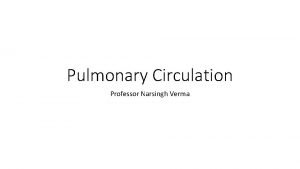 Pulmonary Circulation Professor Narsingh Verma Differences from Systemic