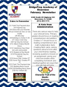 Bridge Prep Academy of Riverview February Newsletter Dates