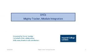 LHCb Mighty Tracker Module Integration Presented by Trevor