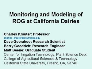 Monitoring and Modeling of ROG at California Dairies