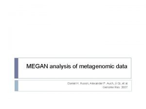 MEGAN analysis of metagenomic data Daniel H Huson