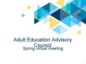 Adult Education Advisory Council Spring virtual meeting 1