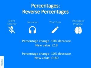 Percentages Reverse Percentages Silent Teacher Narration Your Turn