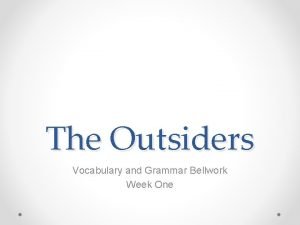 The outsiders vocabulary