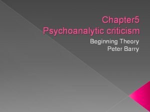 Peter barry beginning theory
